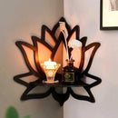 Wooden Lotus Hollow Decorative Rack – Wall Mounted Aromatherapy Shelf